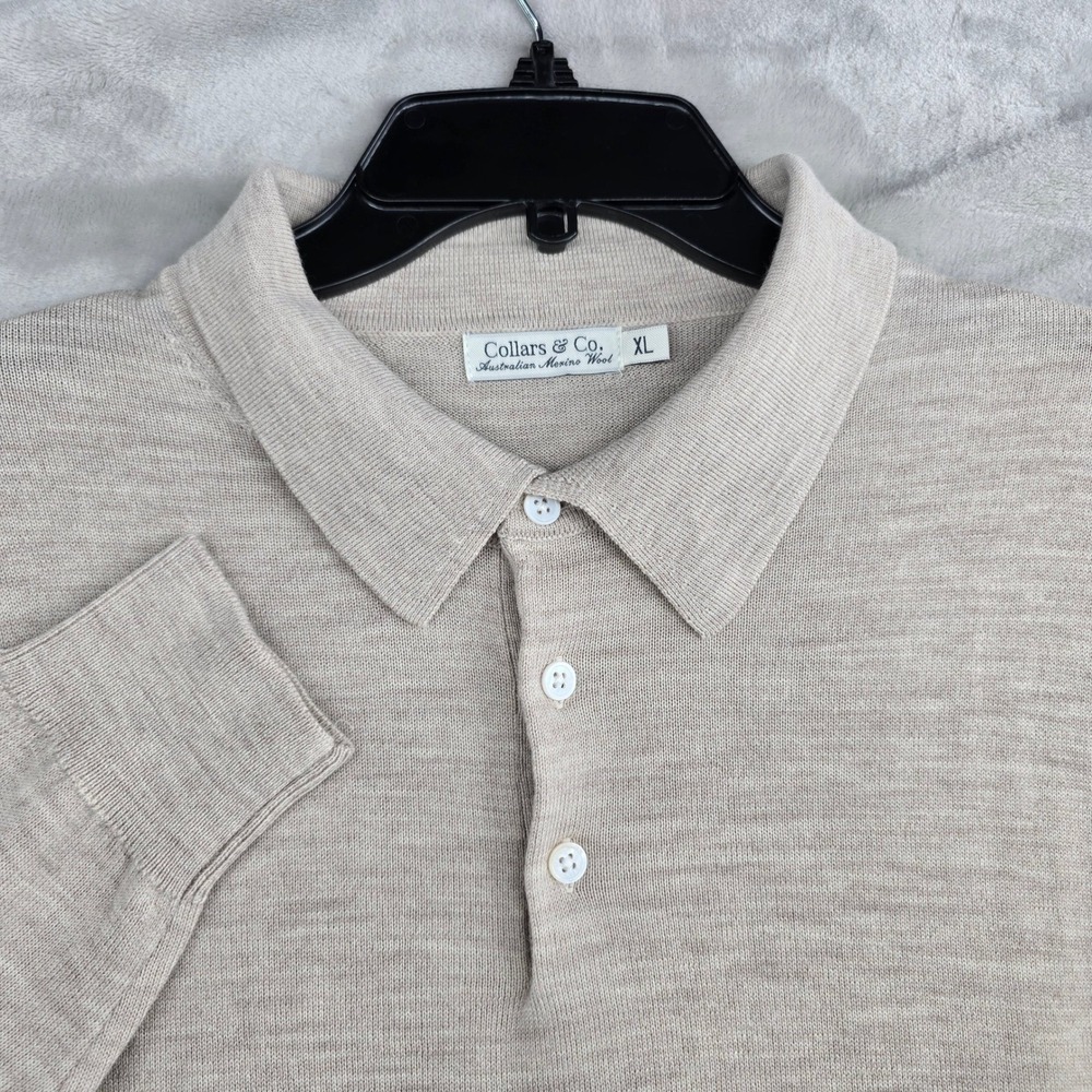 Collars And Co Australian Merino Wool Sweater XL Tan Golf Preppy Soft NEW